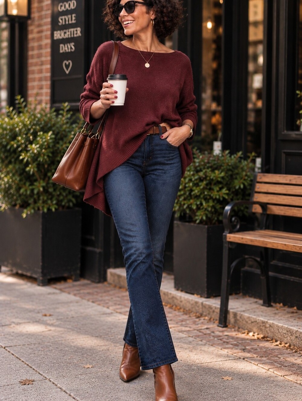 Chico's Burgundy Crewneck Sweater
